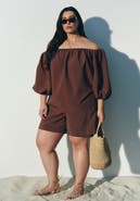 ELOQUII Peached Fabric Pull-On Short