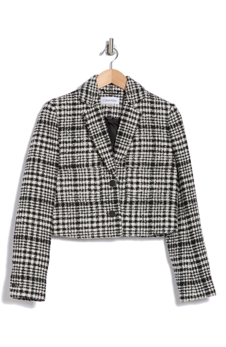 Calvin Klein Houndstooth Cropped Jacket, Alternate, color,