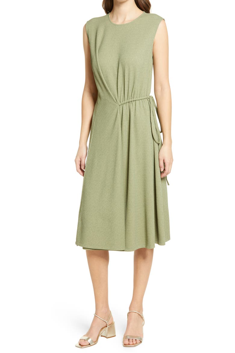 Draped Sleeveless Dress, Main, color, PESTO