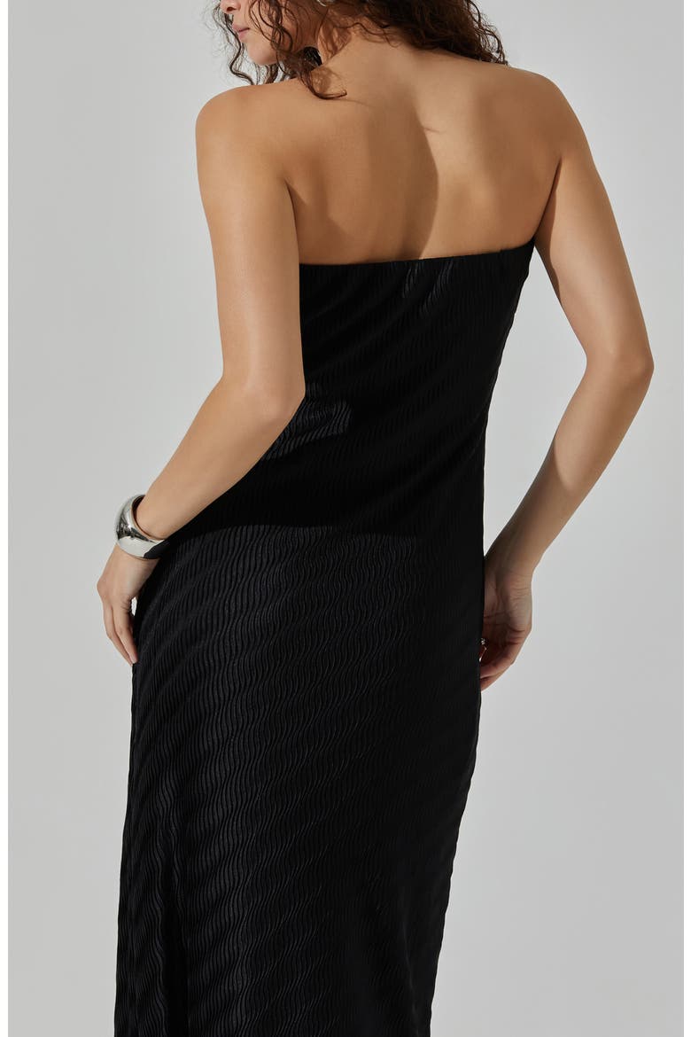 aneesha strapless pleated midi dress Aneesha Dress
