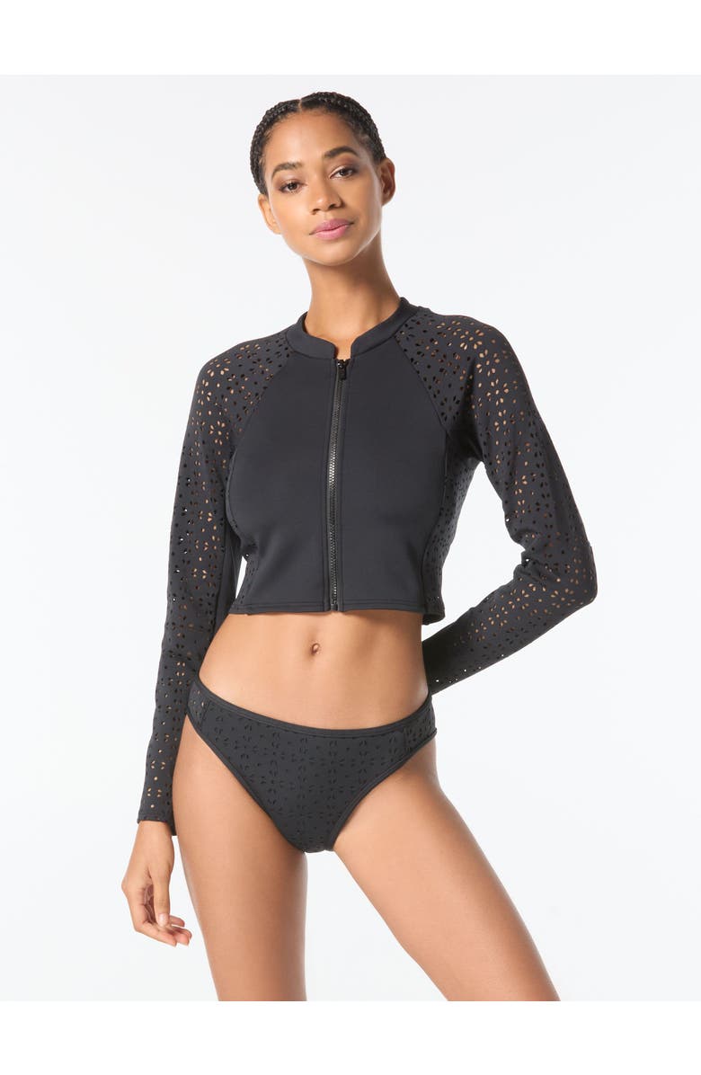 MICHAEL Michael Kors Cropped Rash Guard, Main, color, 001-Black