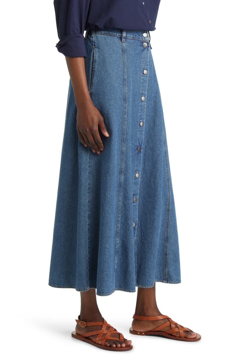 XÍRENA Spence Button Front Denim Skirt, Alternate, color,