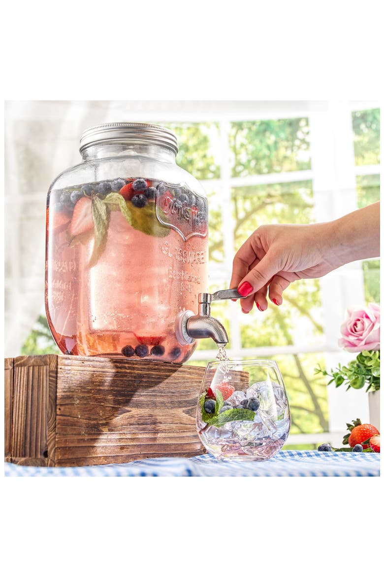 Glass Drink Dispenser, Alternate, color, CLEAR