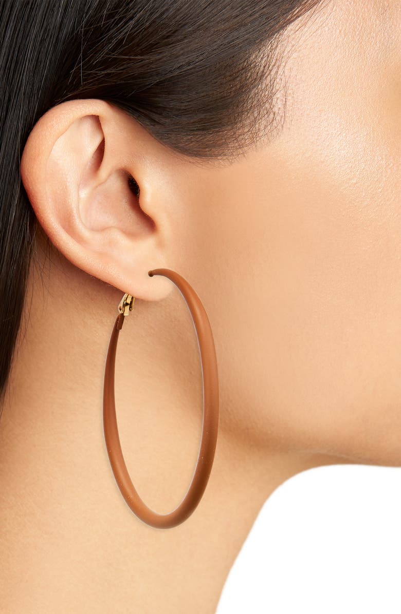 Hoop Mobb Melanted Hoop Earrings, Alternate, color, Mahogany