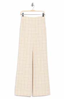 Veronica Beard Tonelli Windowpane High Waist Wide Leg Pants