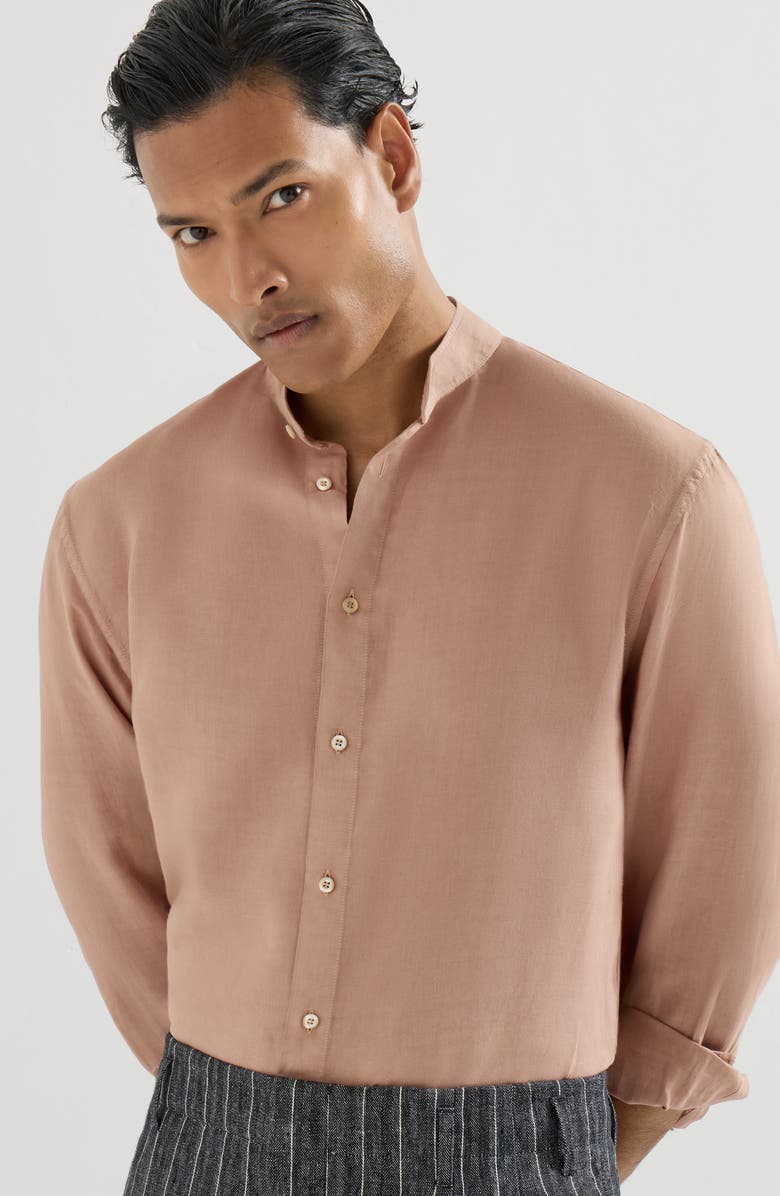 Brunello Cucinelli Pinpoint shirt, Alternate, color, Earth