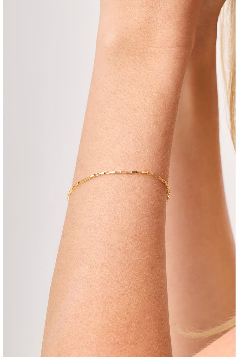 14K Gold Rectangle Link Chain Bracelet (Online Trunk Show), Alternate, color, 14K YELLOW GOLD
