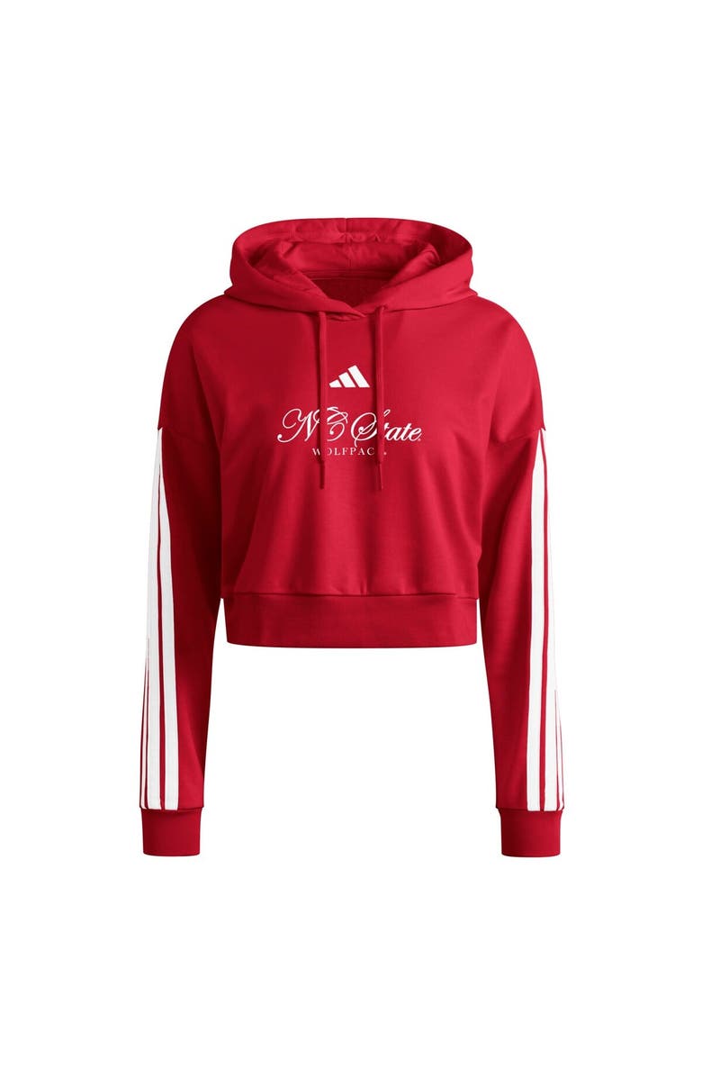 adidas Women's adidas Red NC State Wolfpack Campus Queen Cropped Pullover Hoodie, Alternate, color, Red