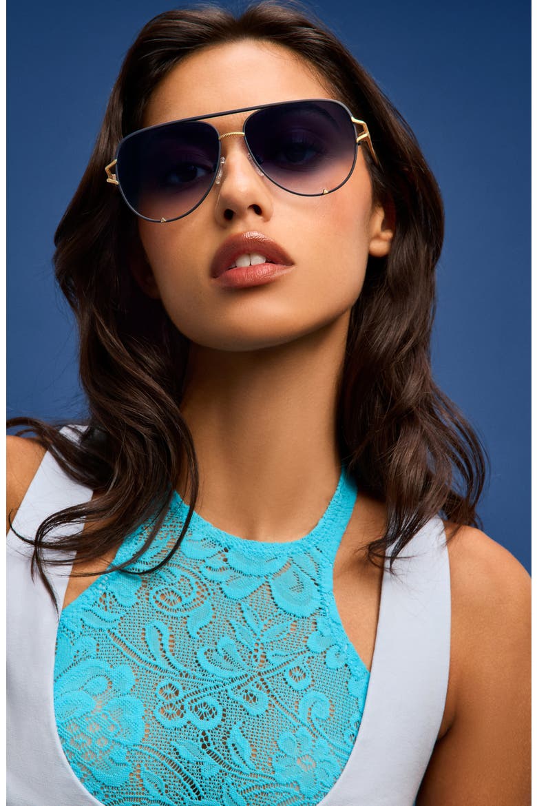 High Key Twist 60mm Gradient Aviator Sunglasses, Alternate, color, MATTE NAVY/ NAVY