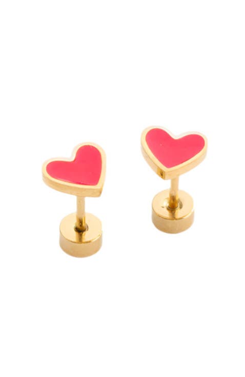Enamel Heart Stud Earrings