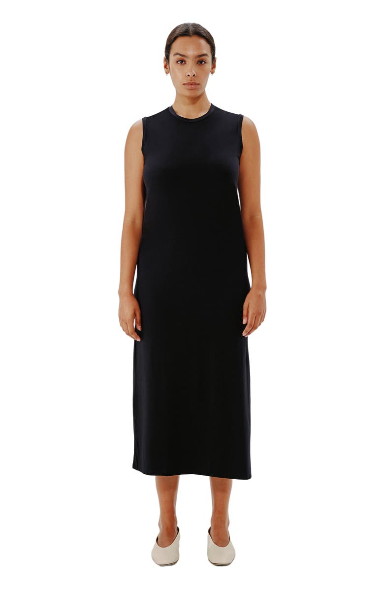 Another Tomorrow SLEEVELESS TEE DRESS, Alternate, color, Black