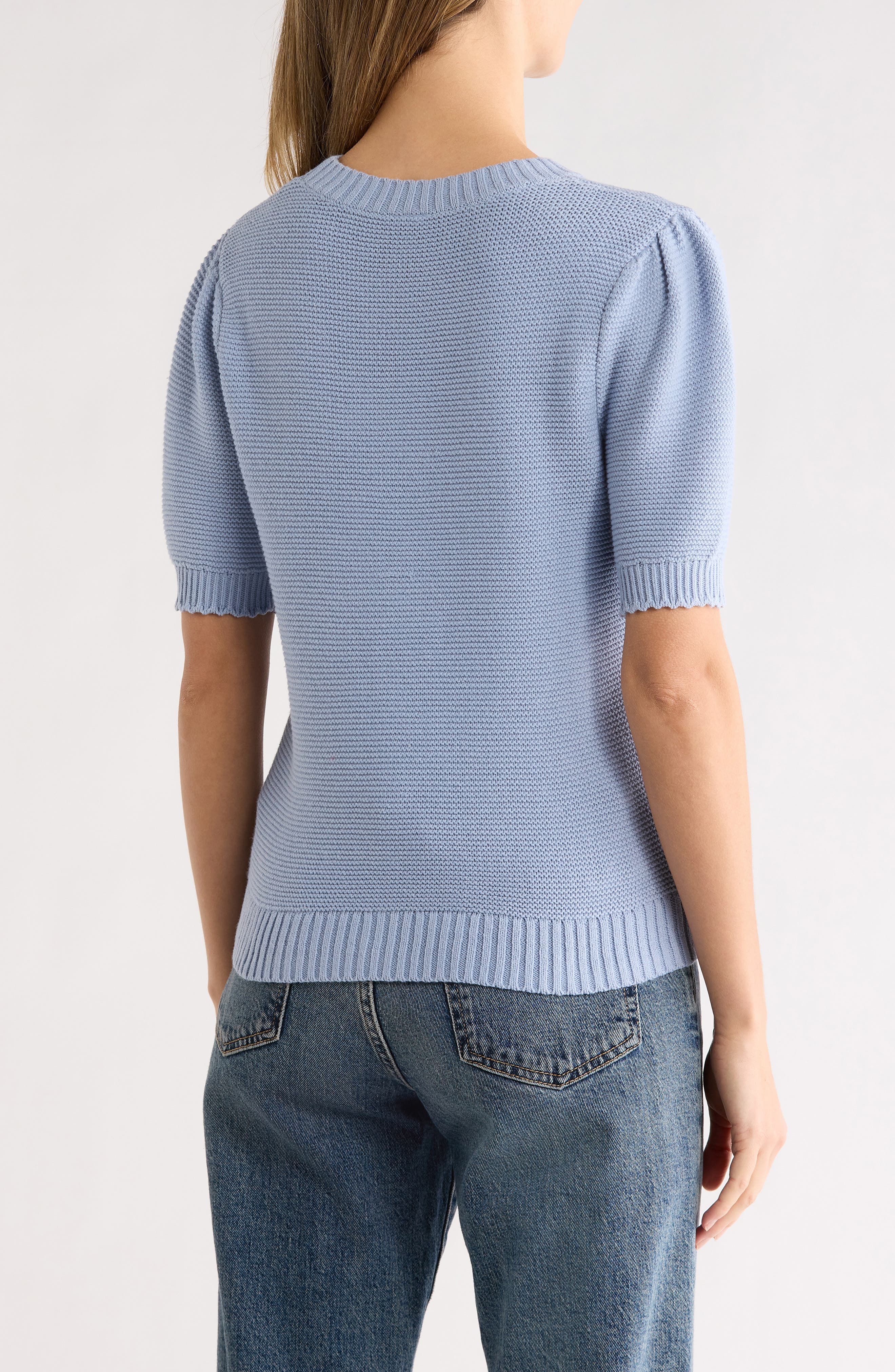 Textured Stitch Short Sleeve Sweater - image 4