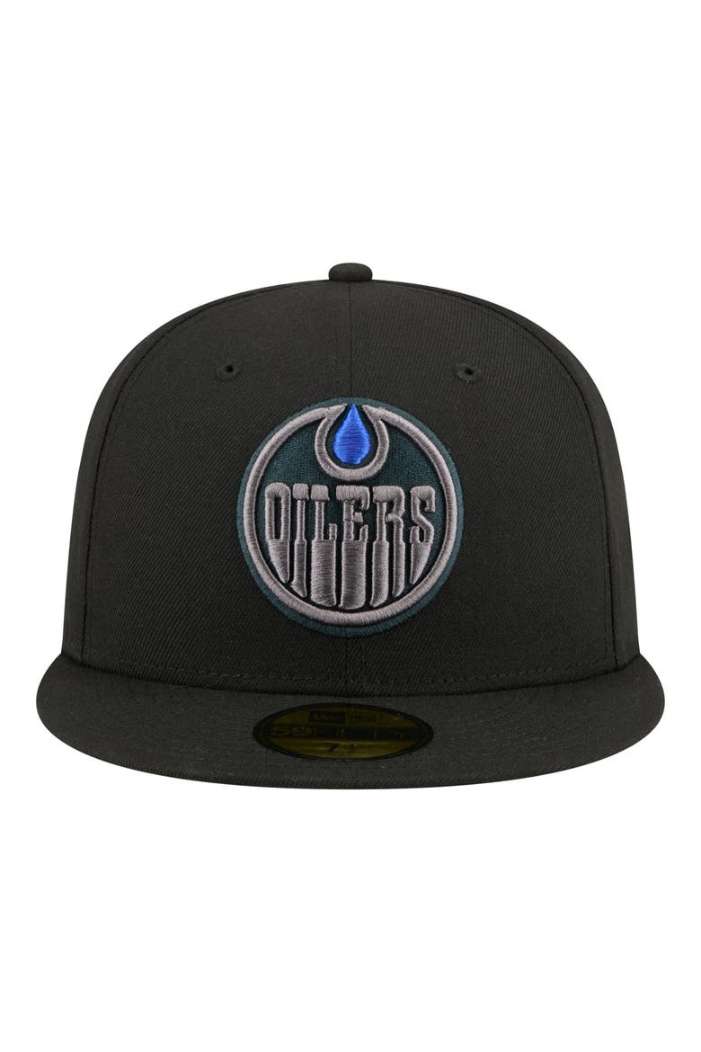 Men's New Era Black Edmonton Oilers Color Pop 59FIFTY Fitted Hat, Alternate, color, Black