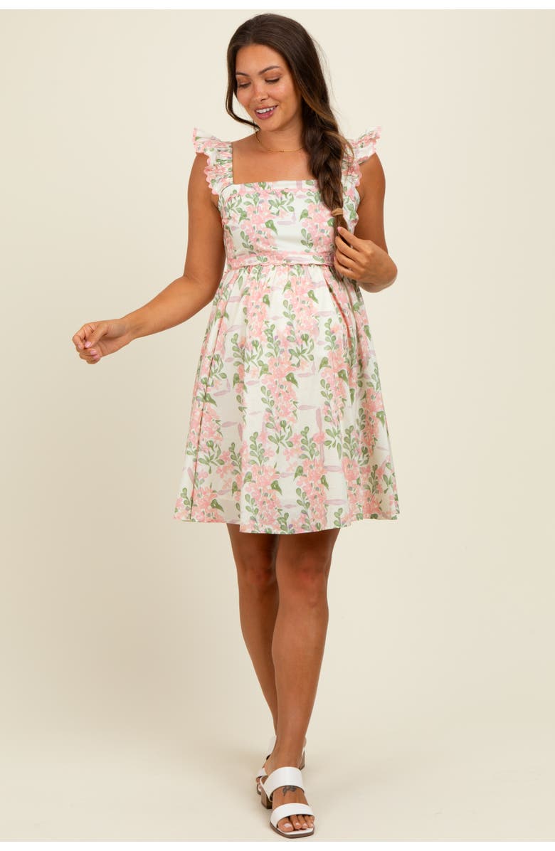 PinkBlush Floral Print Smocked Back Dress, Main, color, Pink