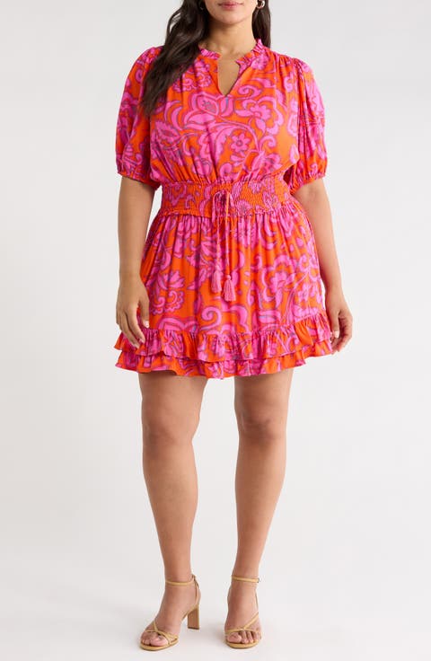 Marinda Floral Jurie Tiered Smocked Waist Top (Plus)