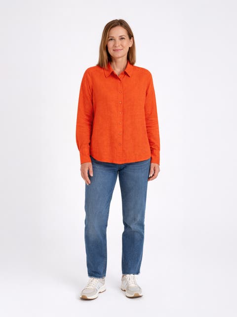 Relaxed Fit Long Sleeve Linen Shirt
