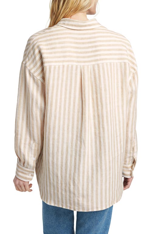 Faherty Laguna Linen Relaxed Shirt In Tan Lucy Stripe