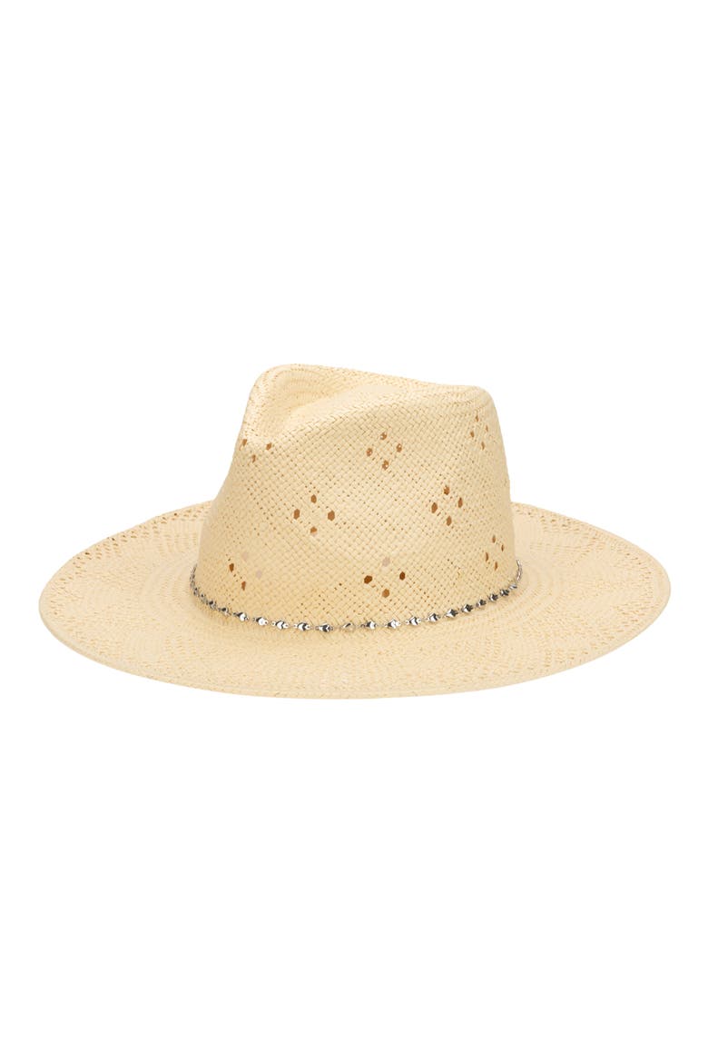 Daze Heart Pattern Straw Fedora, Main, color, NATURAL