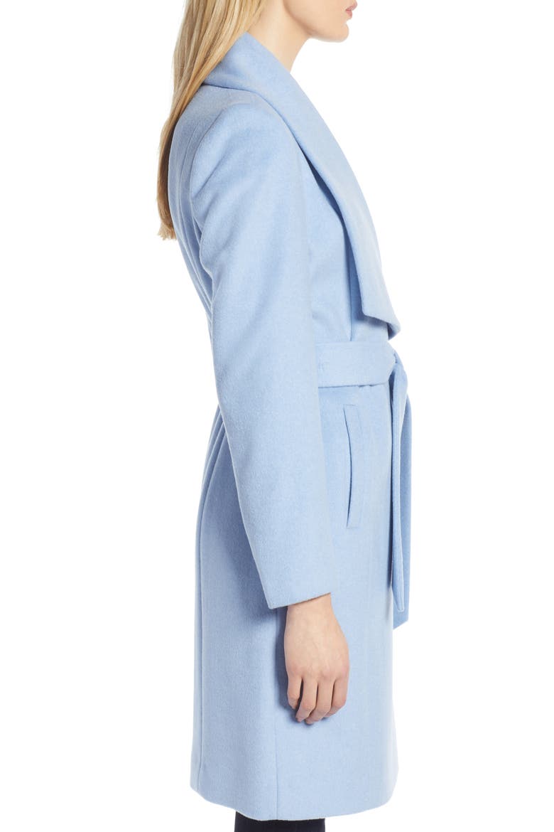 Slick Wool Blend Wrap Coat, Alternate, color, ICE BLUE