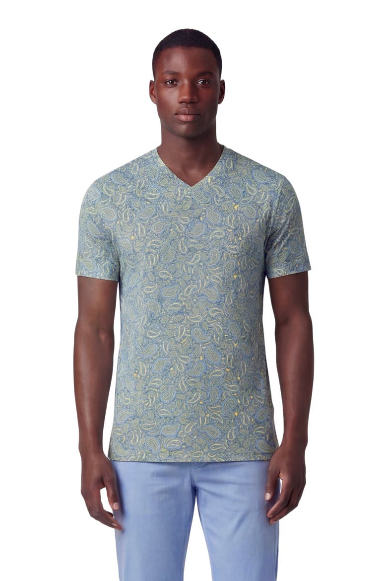 Paisley Pile Mens Vneck Tee, Main, color, PAISLEY PILE SUNSHINE