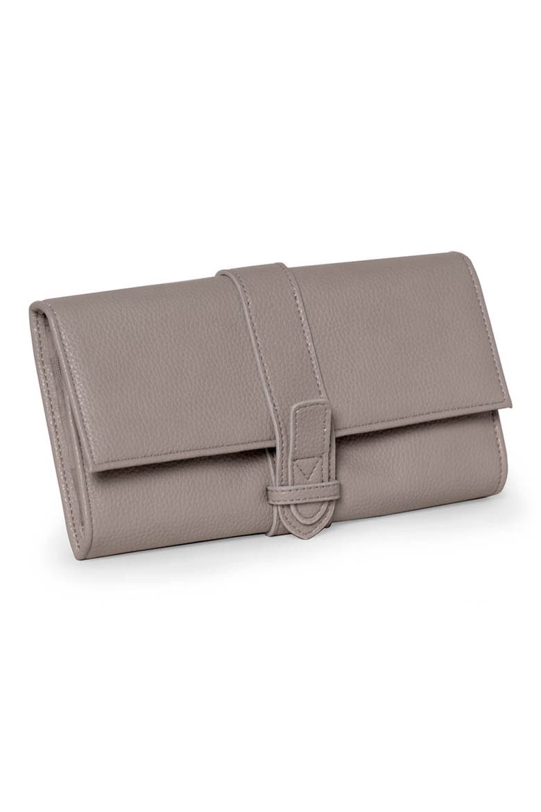 Hayley Faux Leather Jewelry Clutch, Main, color, GRAY
