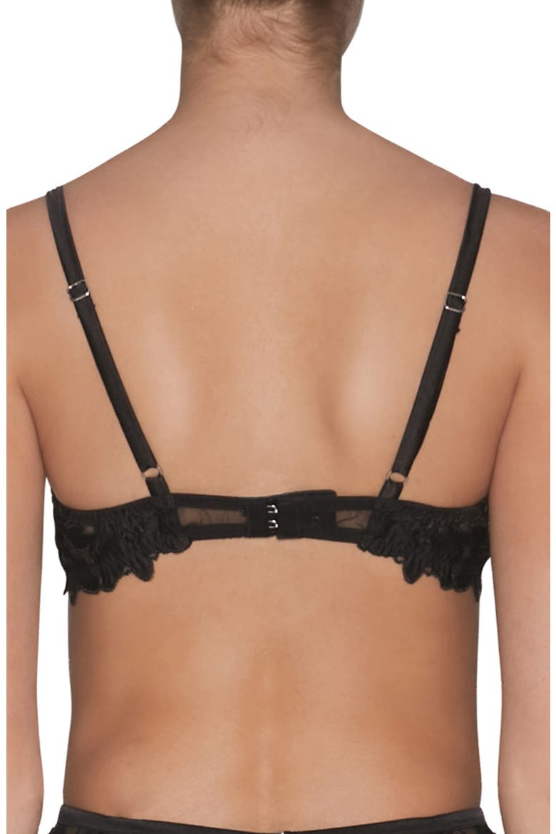 Fuller Cup Lily Embroidered Underwire Demi Bra, Alternate, color, BLACK
