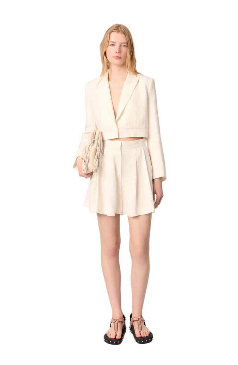 maje Cropped suit jacket, Alternate, color, Ecru
