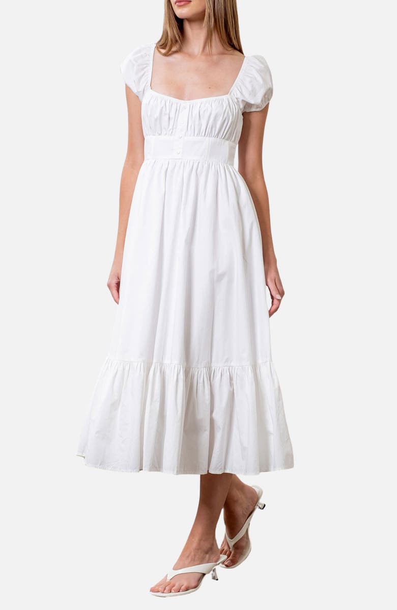 MOON RIVER Tiered Midi Sundress, Alternate, color, White