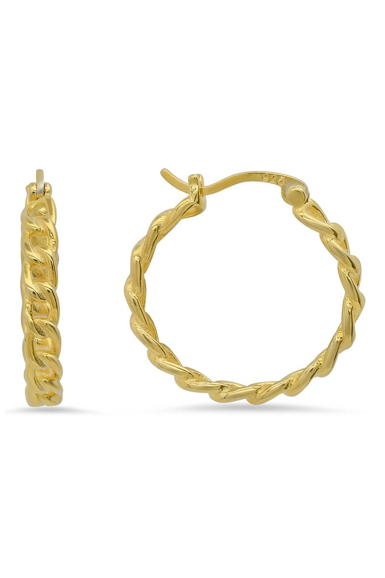 Sterling Silver Curb Chain Hoop Earrings, Main, color, GOLD