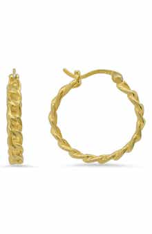 Queen Jewels Sterling Silver Curb Chain Hoop Earrings