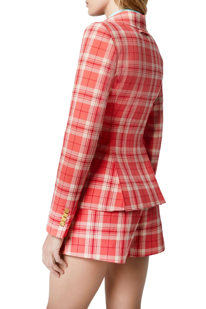 Duchess Plaid Patch Pocket Cotton Blazer, Alternate, color, WATERMELON PLAID