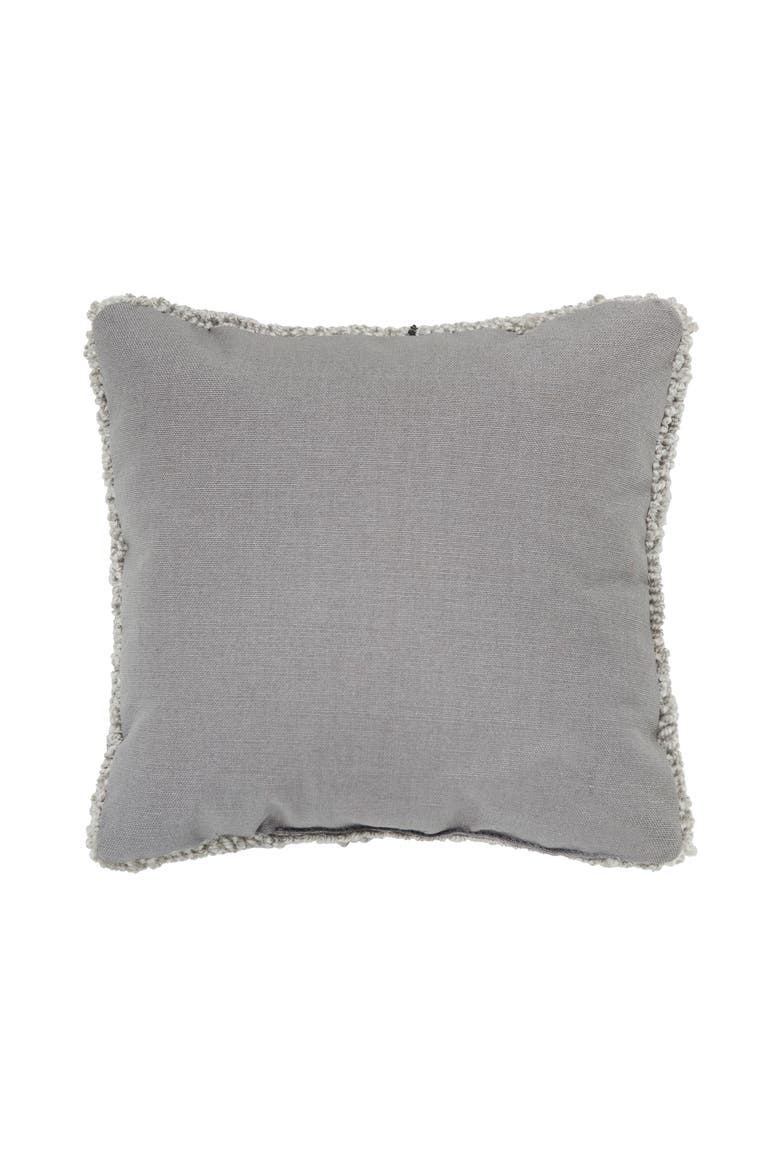 Christmas Black Cat w/ Red Scarf Silhouette Hooked Mini Accent Pillow 8" x 8", Alternate, color, Grey