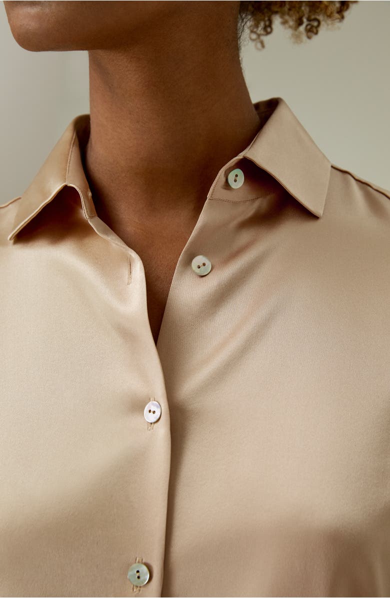 Lilysilk Spread Collar Silk Shirt, Alternate, color, Light Camel