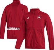 adidas Men's adidas Scarlet Nebraska Huskers AEROREADY Half-Zip Jacket