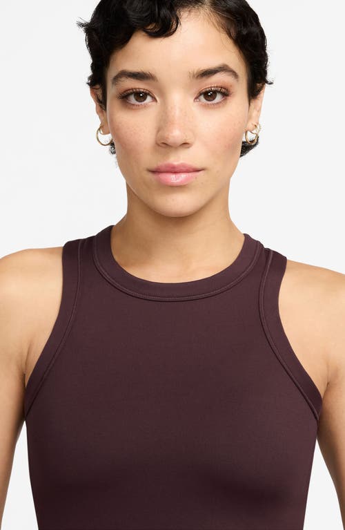 Nike One Fitted Dri-fit Cropped Tank Top In Burgundy