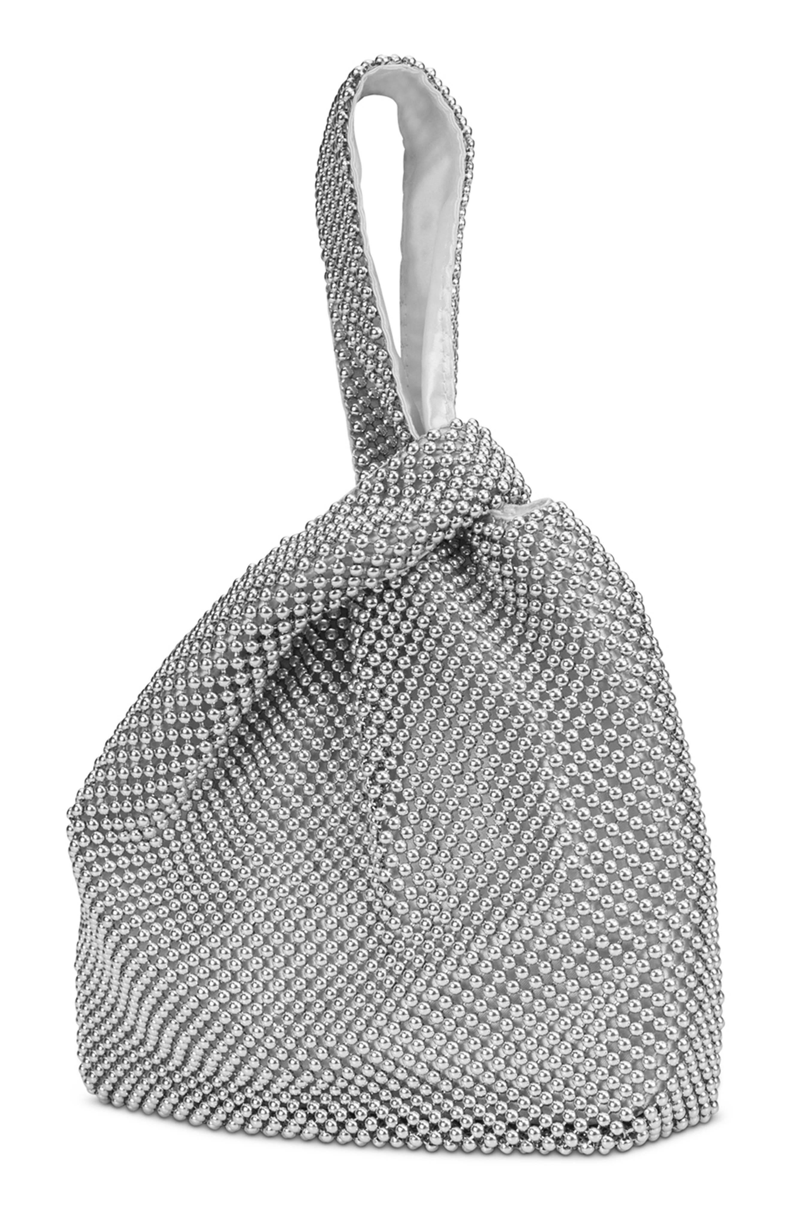 Jessica McClintock Logan Beaded Handbag, Alternate, color, Dark Silver