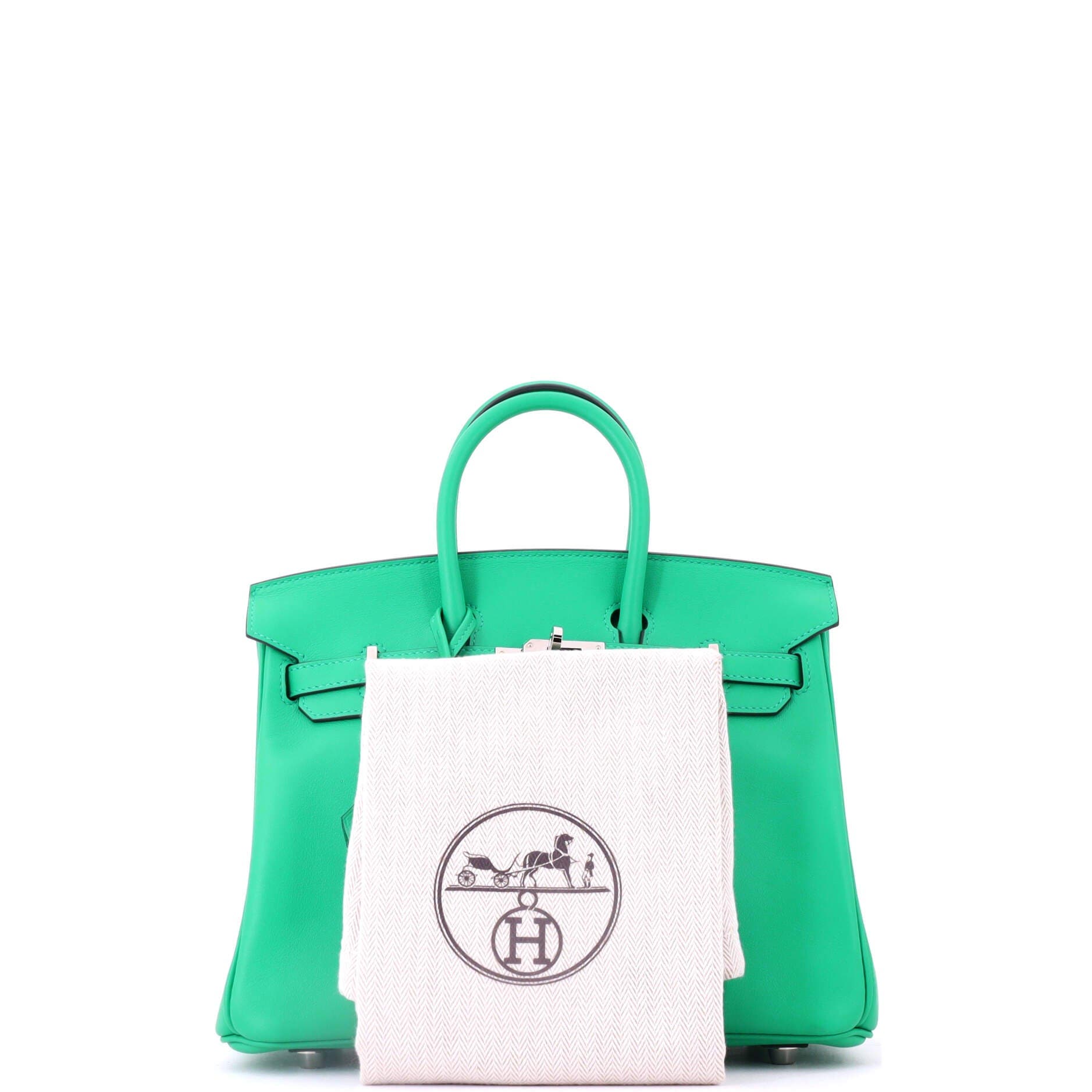 Pre-Owned Hermes Birkin Handbag Green Swift with Palladium Hardware 25, Alternate, color, Menthe