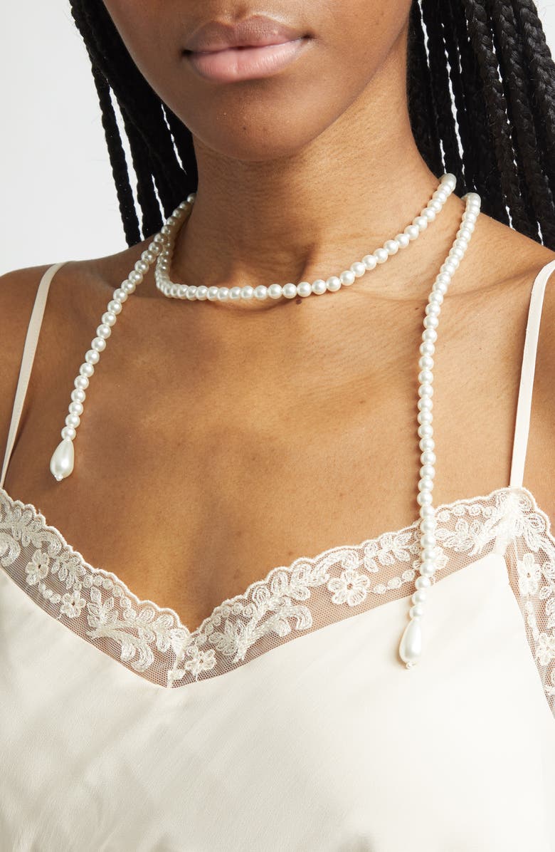 Simone Rocha Faux Pearl Carabiner Necklace, Alternate, color, 