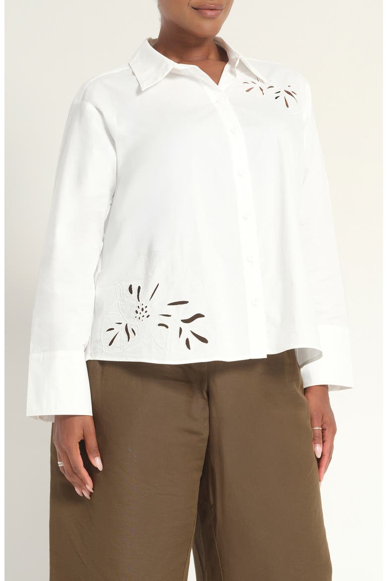 Kalani Eyelet Cotton Shirt, Alternate, color, DOVE