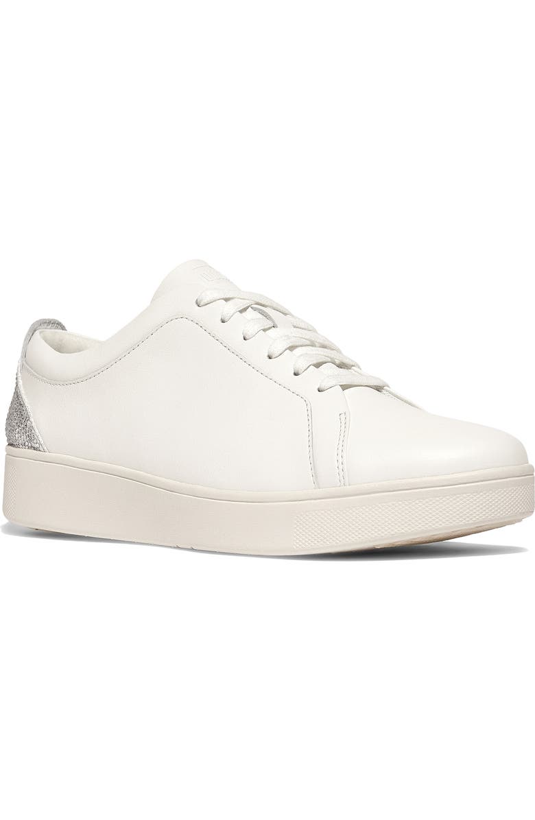 FitFlop Rally Crystal Backtab Leather Sneaker, Main, color, Urban White/ Silver