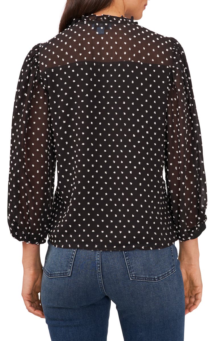 CeCe Clip Dot Chiffon Blouse, Alternate, color,