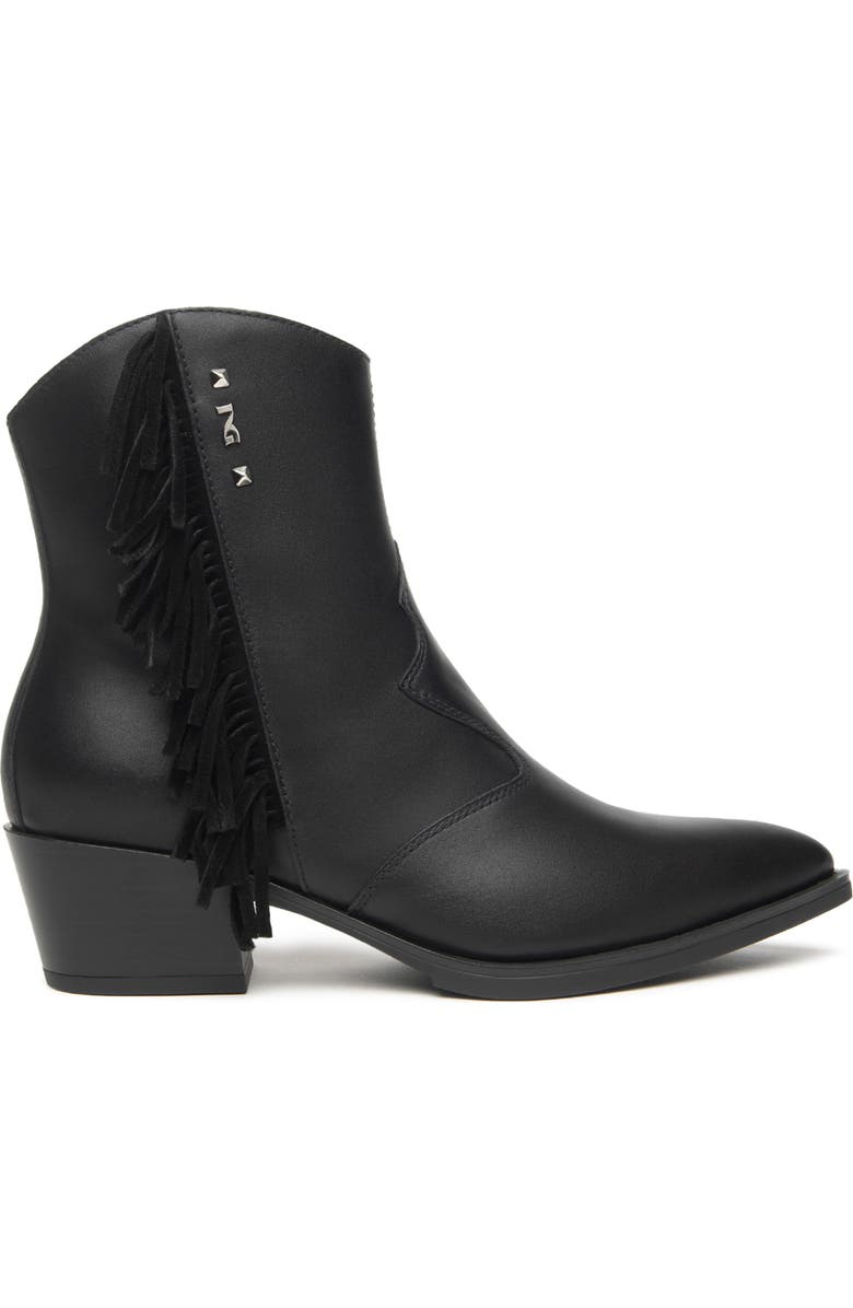 NeroGiardini Fringe Western Bootie, Alternate, color, Black