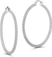 CHLOE AND MADISON Large Pavé Cubic Zirconia Hoop Earrings
