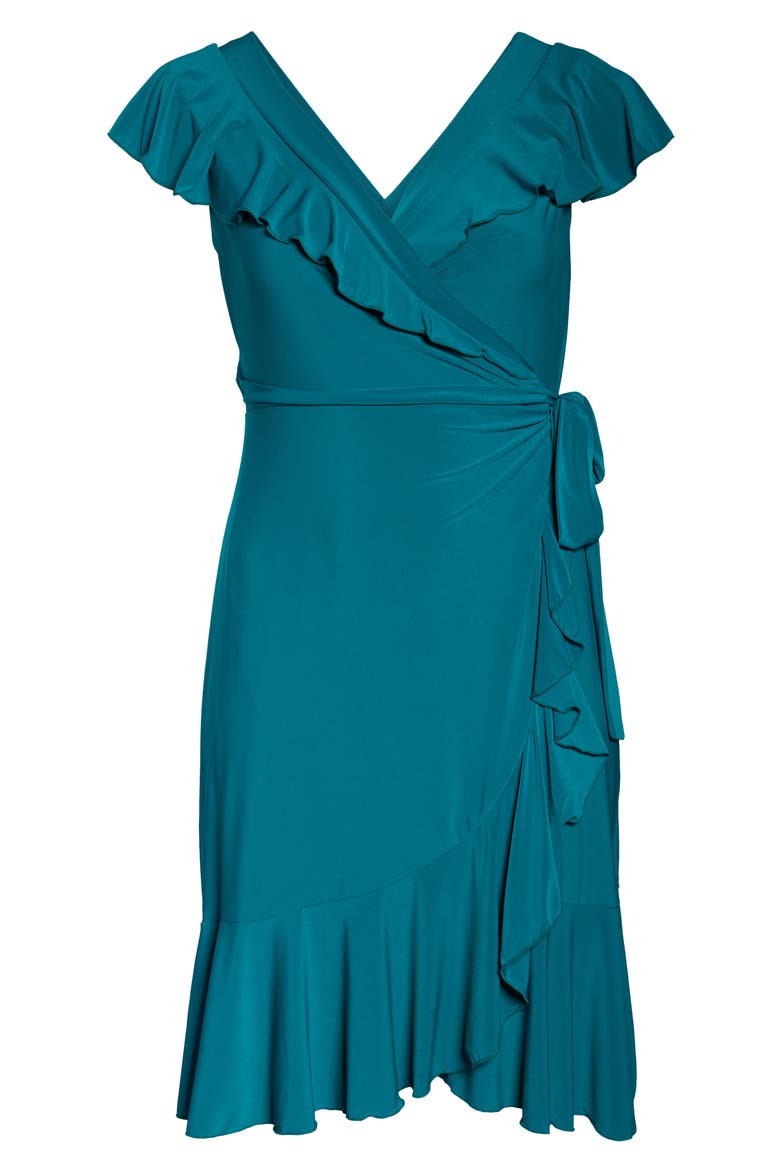 Phoebe Flounce Wrap Dress, Alternate, color, PEACOCK JADE
