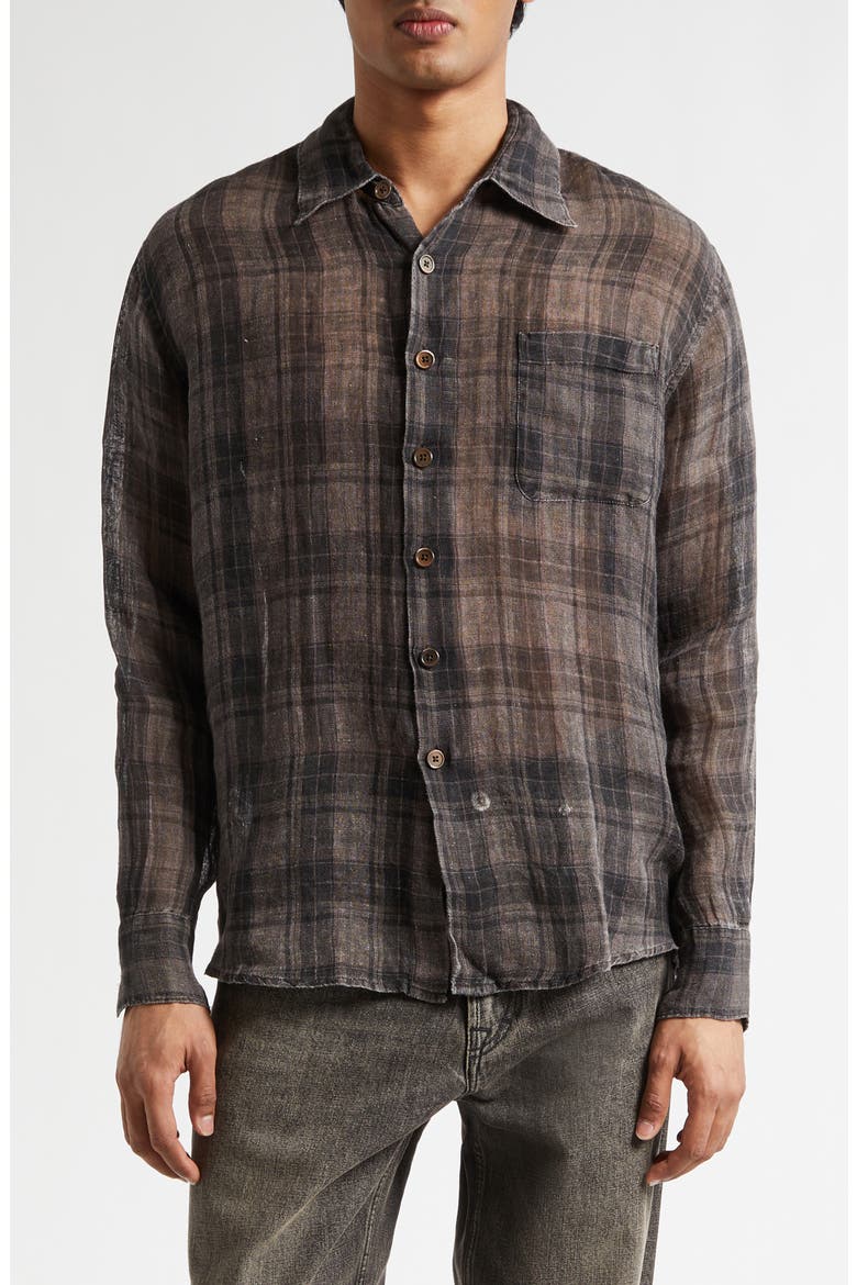 Above Check Linen Button-Up Shirt (Men) | Nordstrom