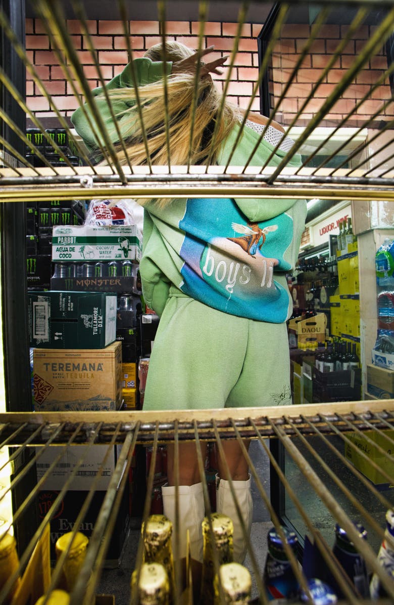 BOYS LIE Burst Your Bubble Francis Cotton Graphic Sweat Shorts, Alternate, color, Green