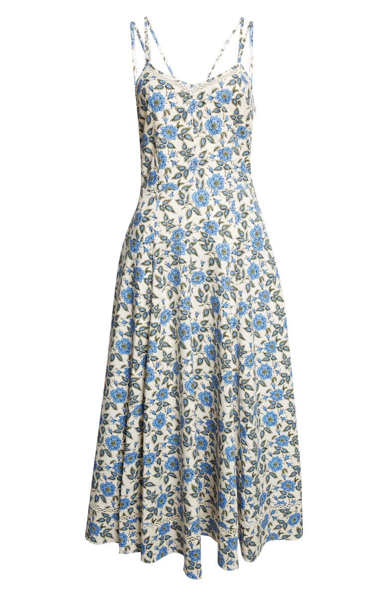 Derek Lam 10 Crosby Adair Print Sleeveless Midi Dress, Alternate, color, Blue Bell Floral