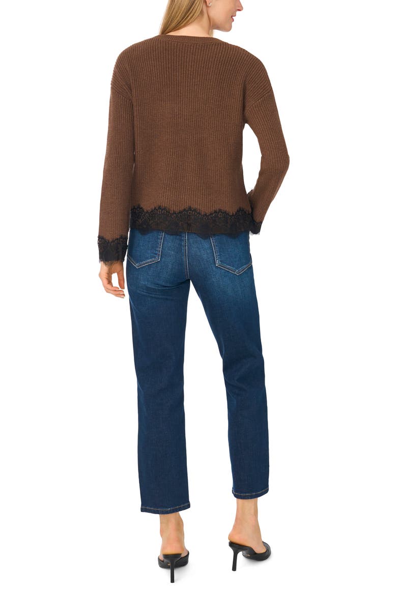 Lace Trim Sweater, Alternate, color, CHOCOLATE MALT