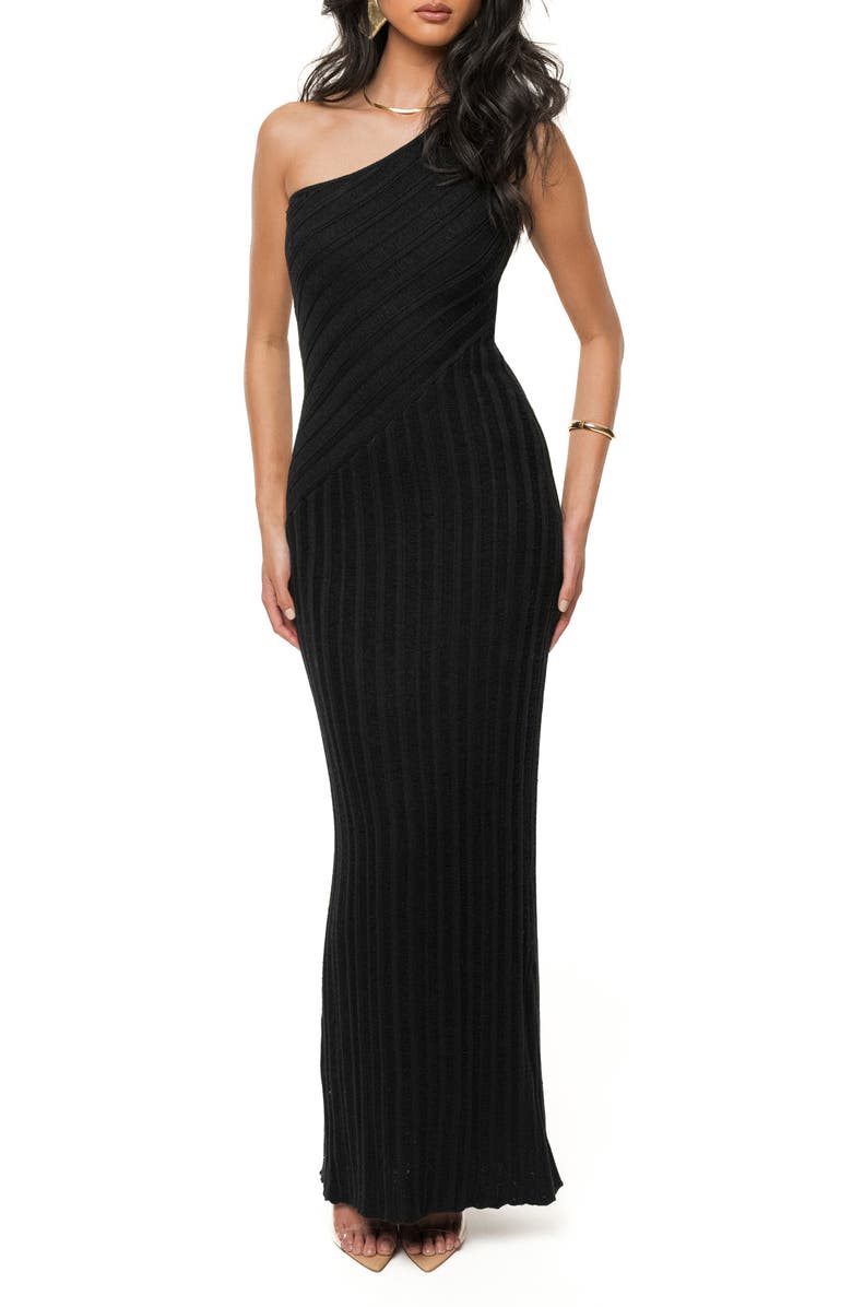 JLUXLABEL One-Shoulder Body-Con Maxi Dress, Alternate, color, Black