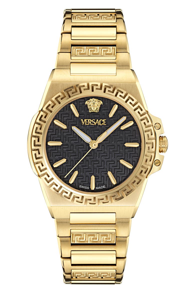 Greca Reaction Bracelet Watch, 38mm, Main, color, YELLOW GOLD